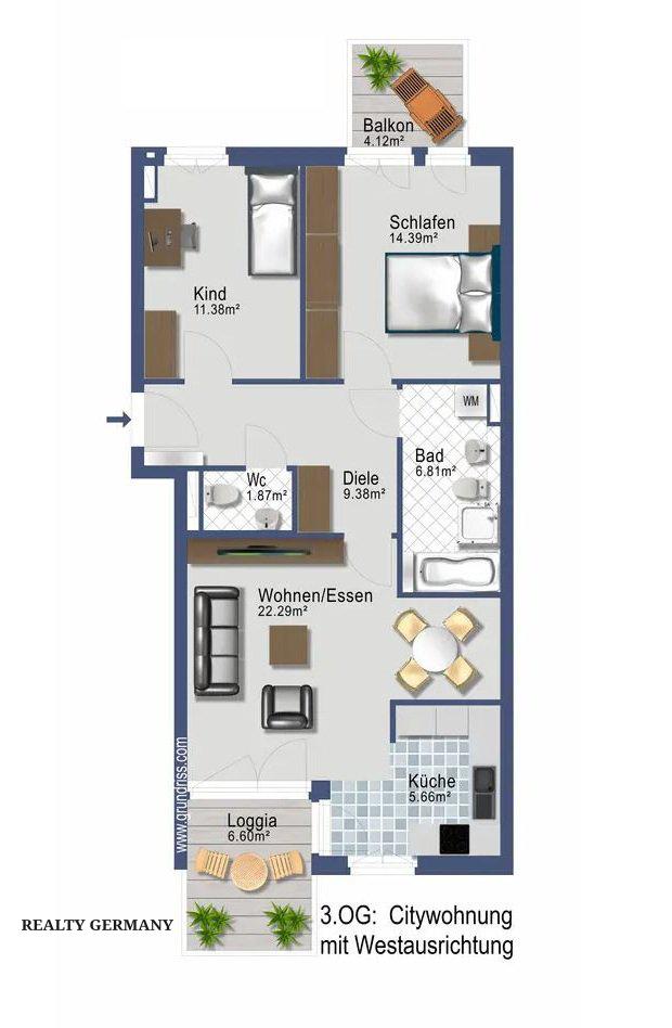 3-комн. квартира в Мюнхене, 77 м², фото №9, объявление №105145362