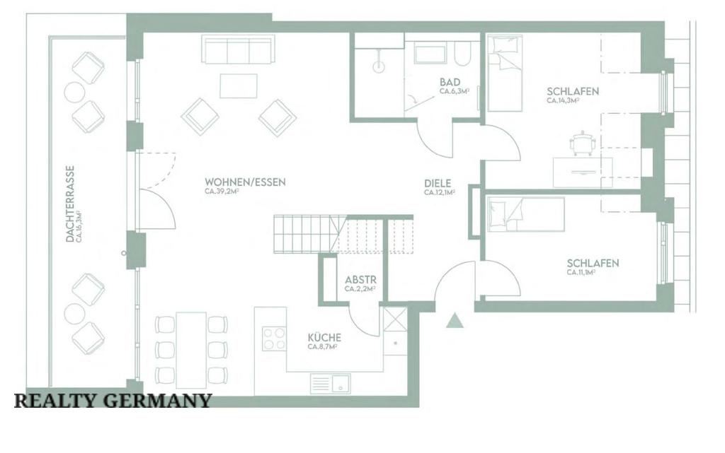 4-комн. пентхаус в Дюссельдорфе, 140 м², фото №4, объявление №105145908